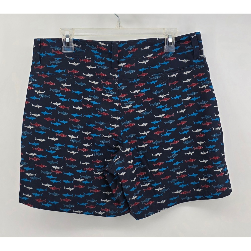 Ariat Mens Size 32 AriatTek Shark Print Navy Blue Performance Stretch Shorts - Picture 5 of 9
